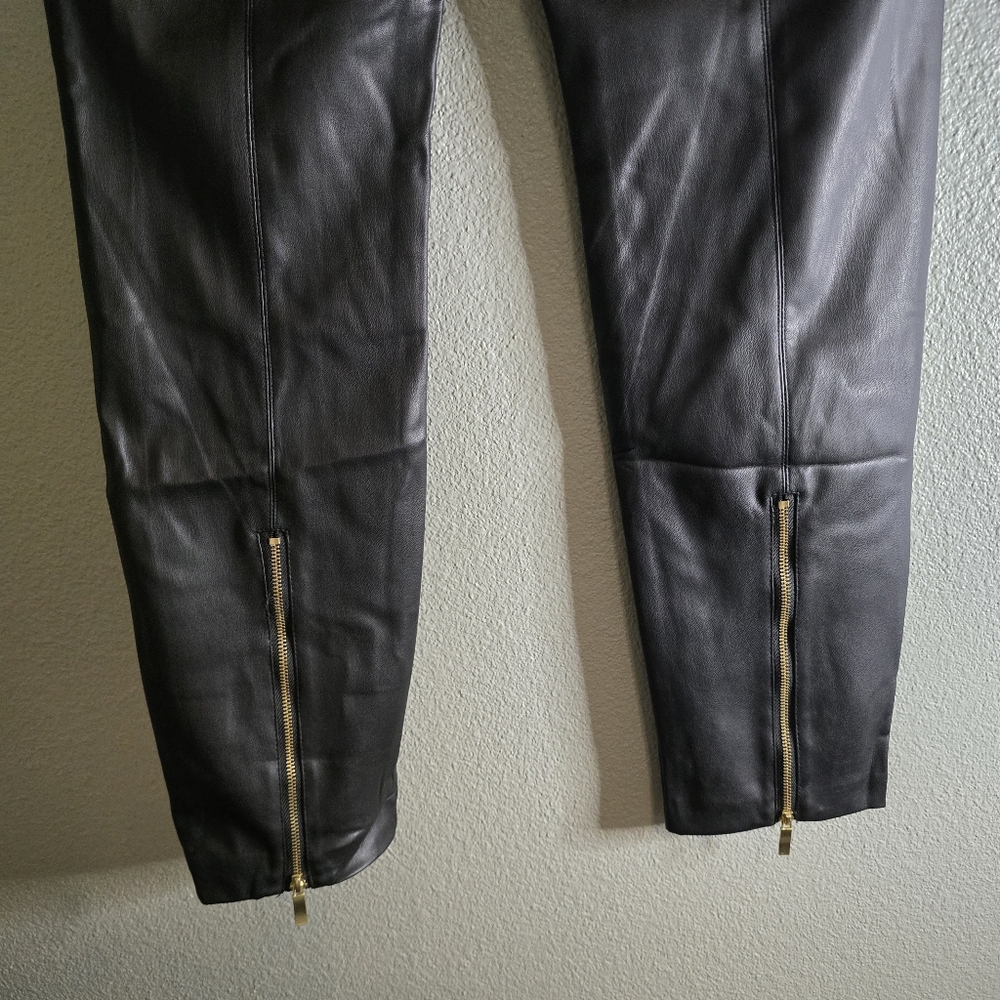 Black Leather Women's Leggins - Picture 4 of 5